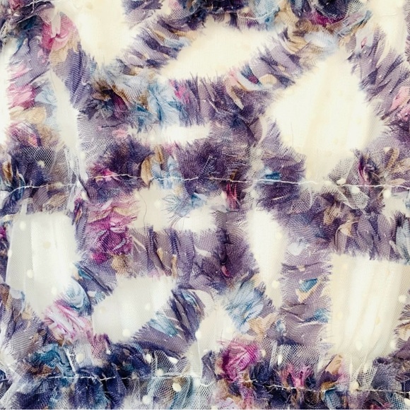 Dainty Jewells Stain Glass White & Purple Sequins Swiss Dot Tiered Maxi Dress. - Picture 6 of 11